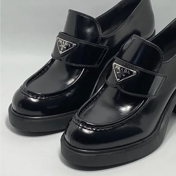 Prada Chocolate Flow Block-Heel Loafers size 41 - Picture 5 of 13